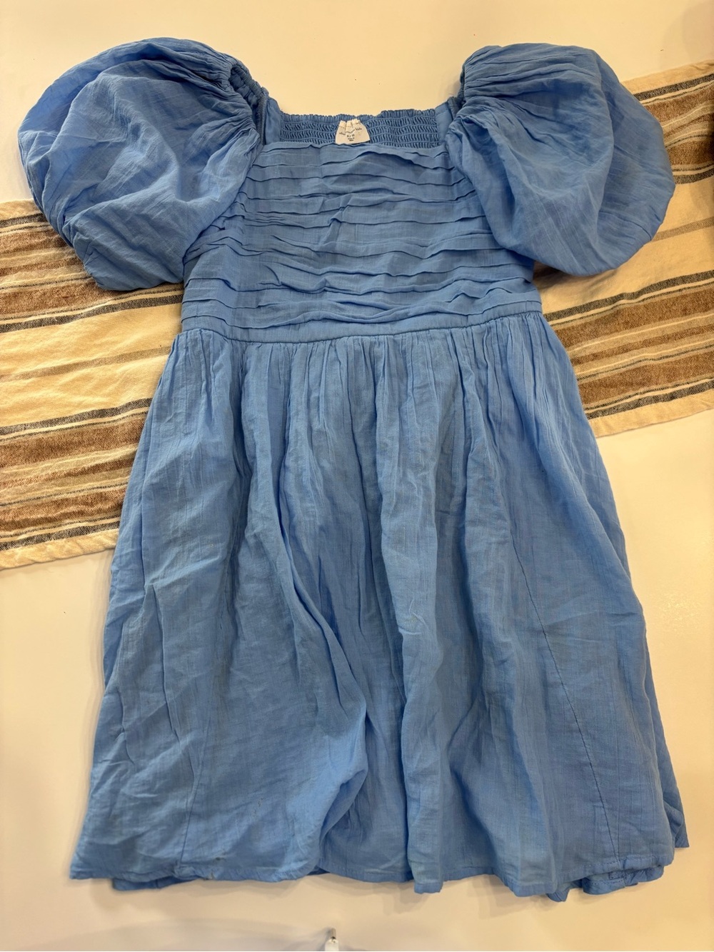 Abercrombie Kids Blue Emerson Puff Sleeve Mini Dress Size 9/10
